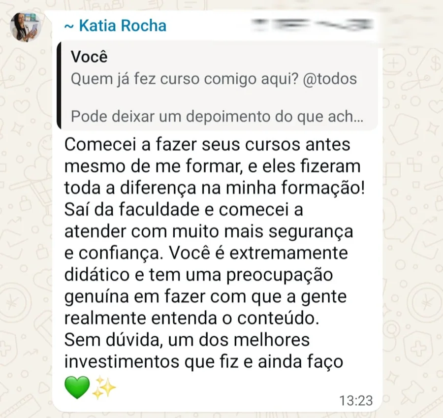 Depoimento de nutricionista que começou os cursos antes de se formar