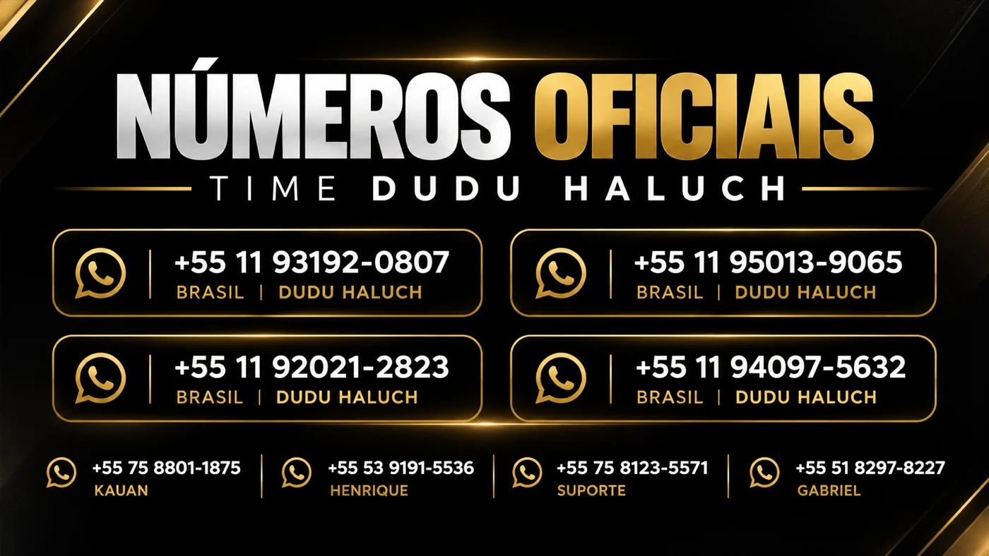 Números oficiais do time Dudu Haluch no WhatsApp